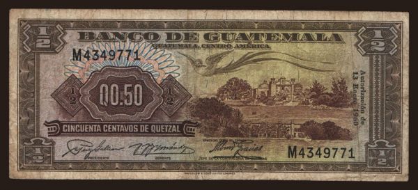 America, Guatemala: 0.50 quetzal, 1960