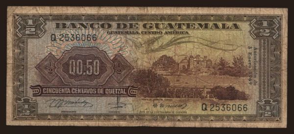 Amerika, Guatemala: 0.50 quetzal, 1969