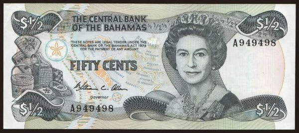 Amerika, Bahamy: 1/2 dollar, 1984