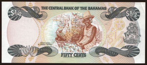 America, Bahamas: 1/2 dollar, 1984