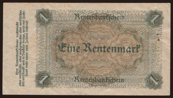 Németország, Rentenbank (1923-1937): 1 Rentenmark, 1923