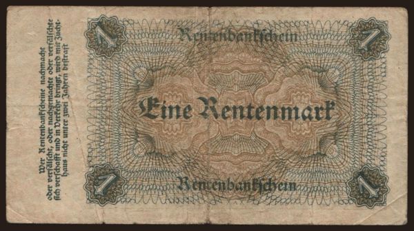 Németország, Rentenbank (1923-1937): 1 Rentenmark, 1923