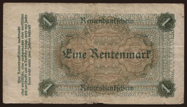 Nemecko, Rentenbank (1923-1937): 1 Rentenmark, 1923