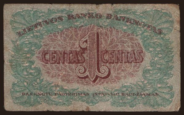 Európa, Litva: 1 centas, 1922