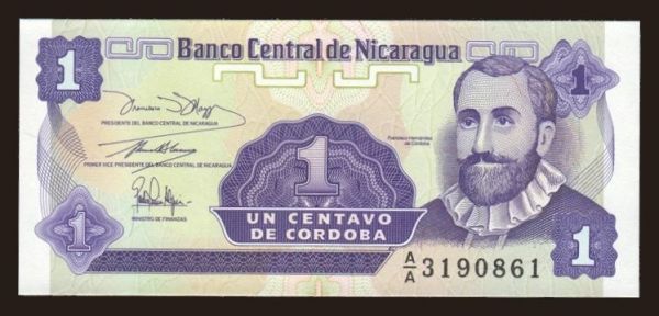 America, Nicaragua: 1 centavo, 1991