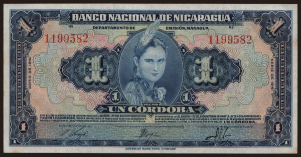 Amerika, Nicaragua: 1 cordoba, 1941