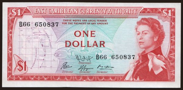 Amerika, East Caribbean States: 1 dollar, 1965