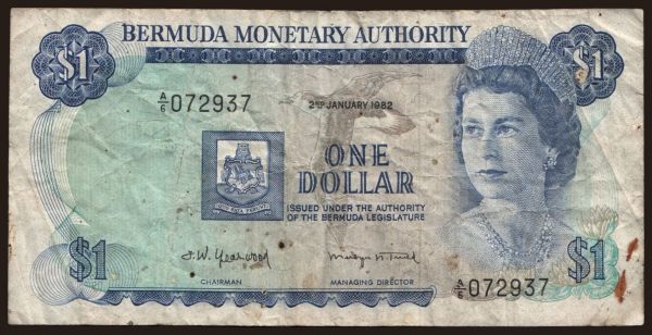 Amerika, Bermudy: 1 dollar, 1982