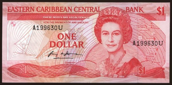 Amerika, East Caribbean States: 1 dollar, 1988