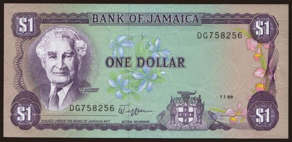 Amerika, Jamaika: 1 dollar, 1989