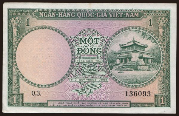 Asia, Viet Nam South: 1 dong, 1956