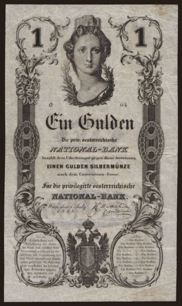 Ausztria és Osztrák-Magyar Monarchia, Gulden (-1867): 1 gulden, 1848