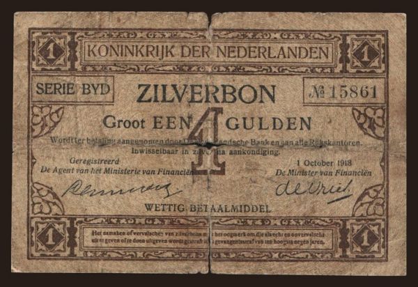 Európa, Hollandia: 1 gulden, 1918