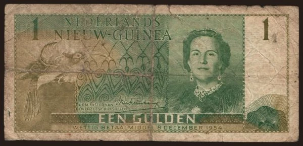 Ázia, Holandská Nová Guinea: 1 gulden, 1954