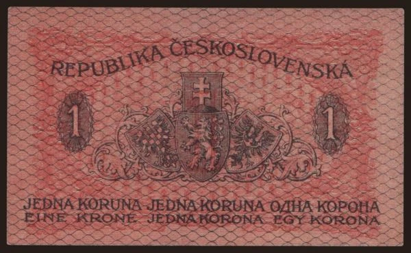 Česko-Slovensko a nástupní­cke štáty, Prvá Republika, 1919-38: 1 koruna, 1919