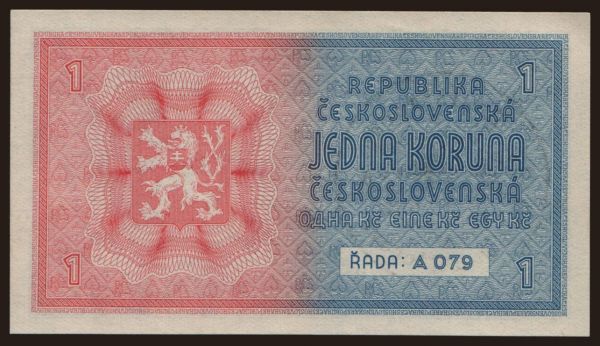 Česko-Slovensko a nástupní­cke štáty, Protektorát Čechy a Morava: 1 koruna, 1938(40)