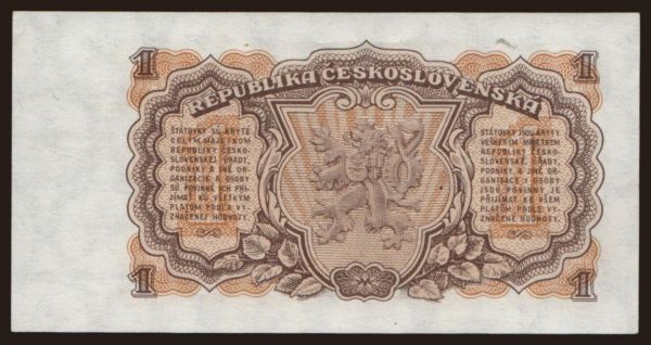 Czechoslovakia and successor states, Paper money from 1953 to 1989: 1 koruna, 1953