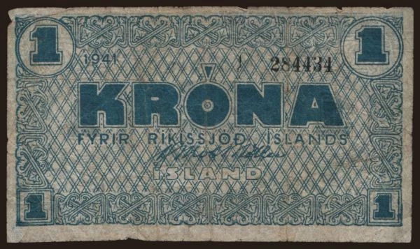 Európa, Island: 1 krona, 1941