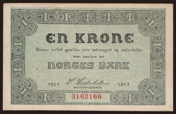 Európa, Nórsko: 1 krone, 1917