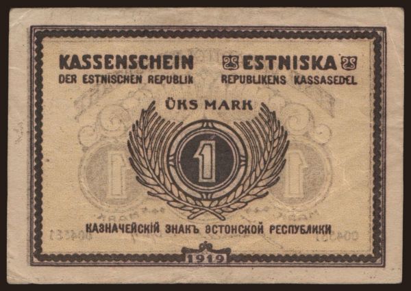 Európa, Észtország: 1 mark, 1919