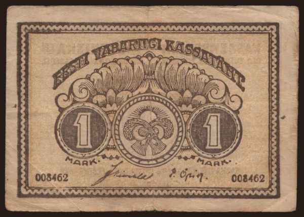 Európa, Észtország: 1 mark, 1919