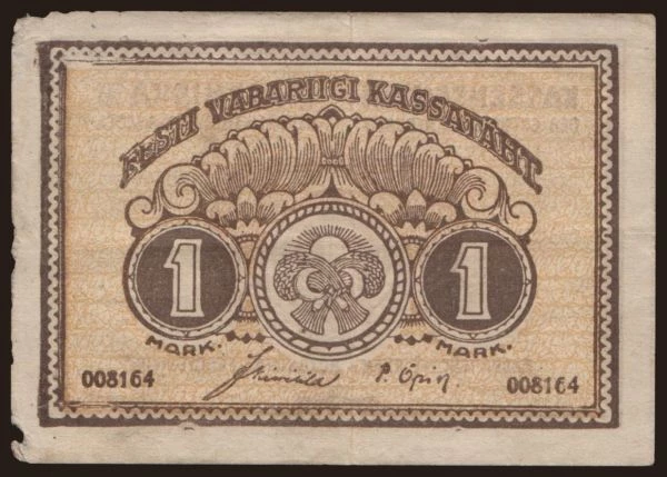 Európa, Estónsko: 1 mark, 1919