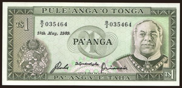 Austrália a Oceánia, Tonga: 1 pa anga, 1989