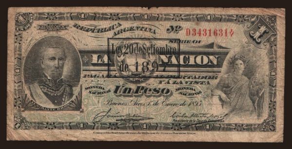 America, Argentina: 1 peso, 1897