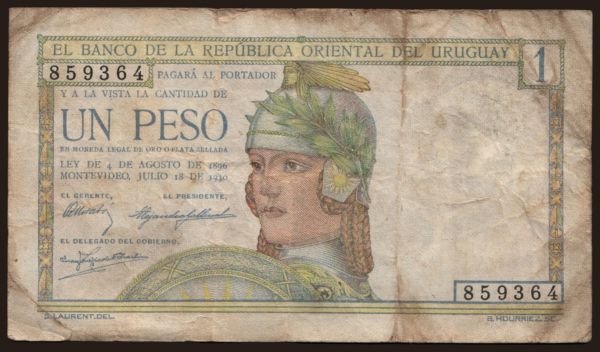 America, Uruguay: 1 peso, 1930