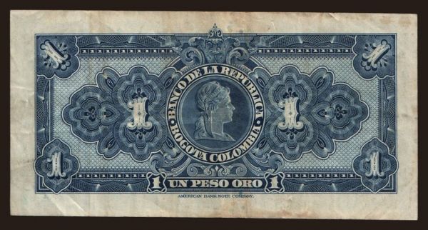 America, Colombia: 1 peso, 1944