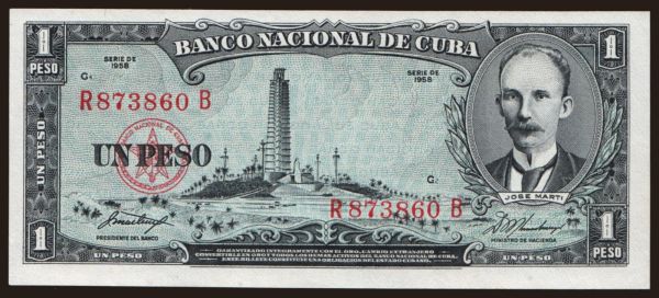 America, Cuba: 1 peso, 1958