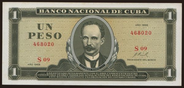 America, Cuba: 1 peso, 1968