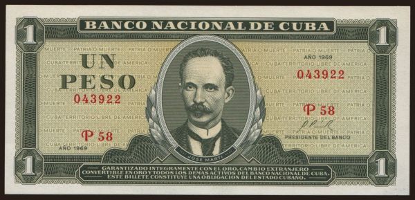 Amerika, Kuba: 1 peso, 1969