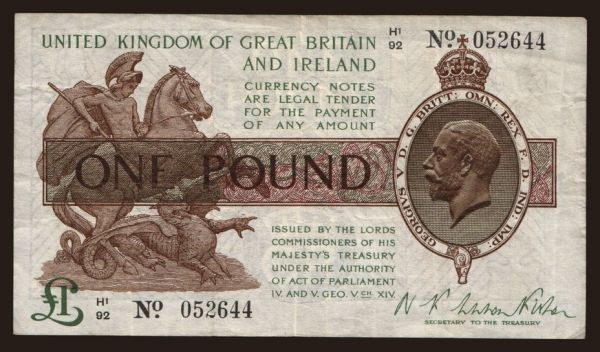 Európa, Egyesült Királyság, Anglia: 1 pound, 1922