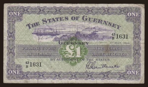 Európa, Egyesült Királyság, Guernsey: 1 pound, 1966