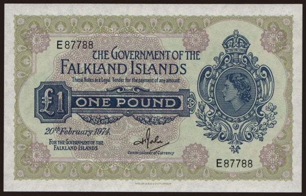 Amerika, Falkland-szigetek: 1 pound, 1974