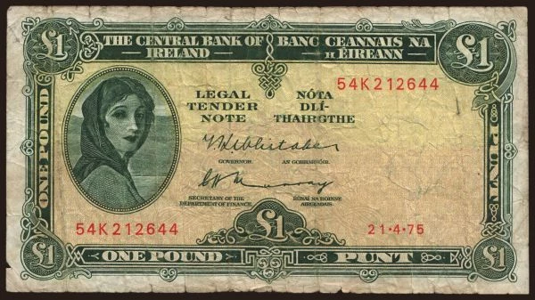 Europe, Ireland: 1 pound, 1975