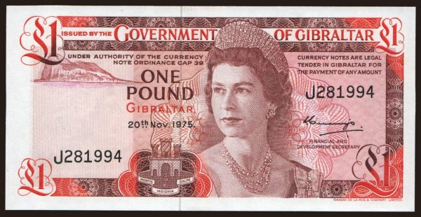 Európa, Spojené Kráľovstvo, Gibraltar: 1 pound, 1975