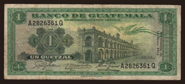 Amerika, Guatemala: 1 quetzal, 1962