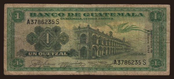 America, Guatemala: 1 quetzal, 1964