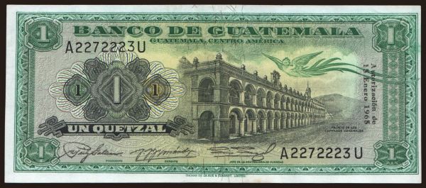 Amerika, Guatemala: 1 quetzal, 1965