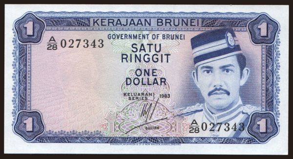 Asia, Brunei: 1 ringgit, 1983