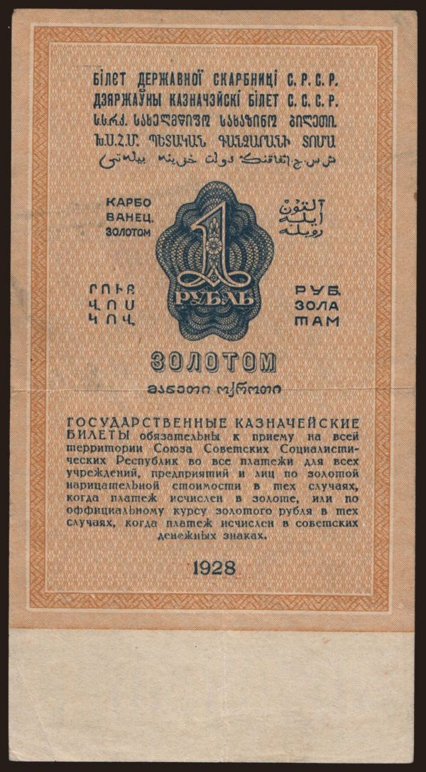 Russia, Russia, 1924-1947: 1 rubel, 1928