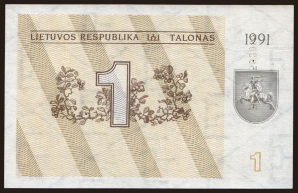 Európa, Litva: 1 talonas, 1991