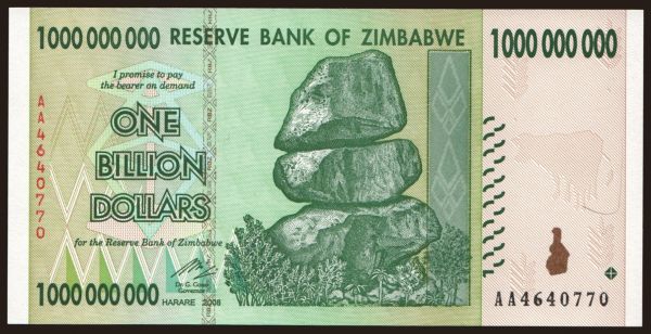 Africa, Zimbabwe: 1.000.000.000 dollars, 2008