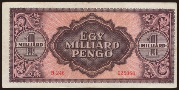 Hungary, Pengő, 1945-1946: 1.000.000.000 pengő, 1946