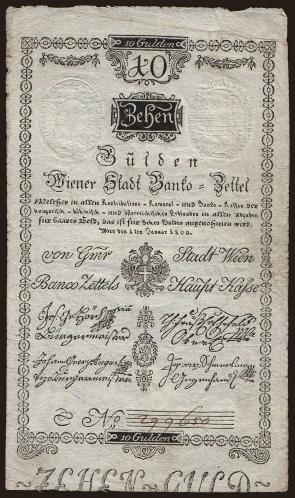 Rakúsko a Rakúsko-Uhorsko, Gulden (-1867): 10 Gulden, 1800