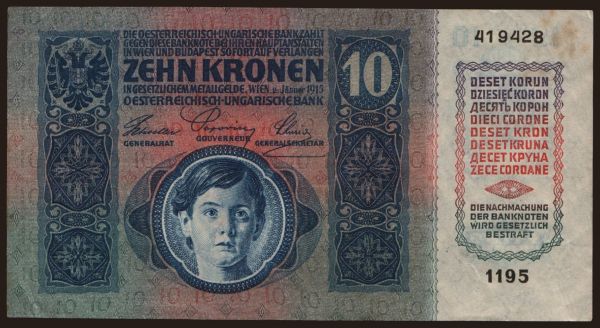 Austria and Austro-Hungary, Kronen/Korona (1900-18): 10 Kronen, 1915