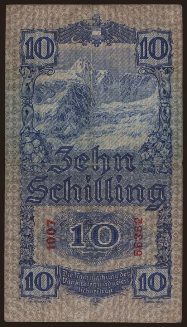 Austria and Austro-Hungary, Schilling (1924-): 10 Schilling, 1933