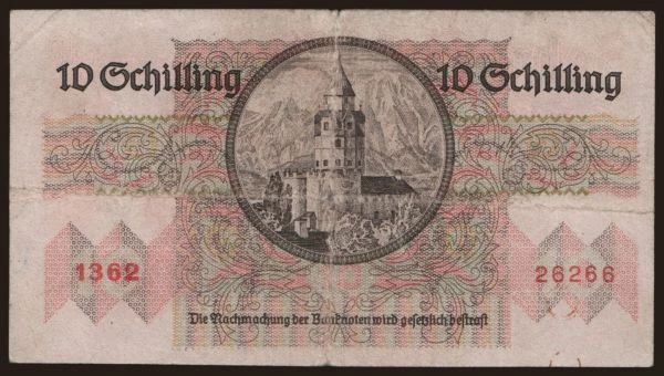 Austria and Austro-Hungary, Schilling (1924-): 10 Schilling, 1946